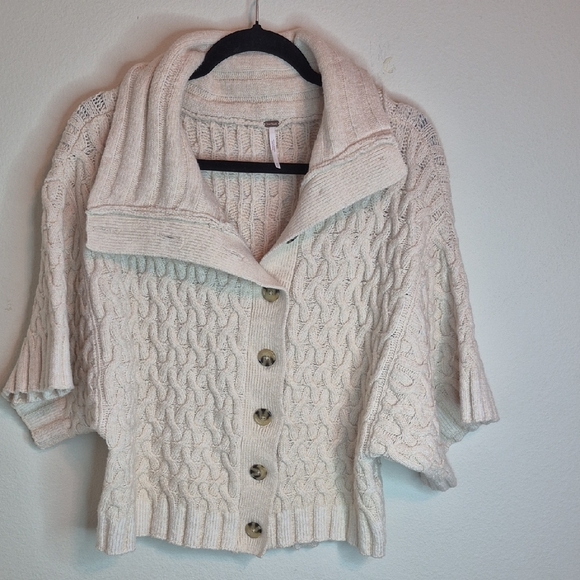 Free People Cream Cable Knit Cardigan - Picture 1 of 4